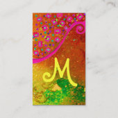Carte De Visite MONOGRAMME DÉCO, Éperons bleu Fuchsia rose jaune (Dos)