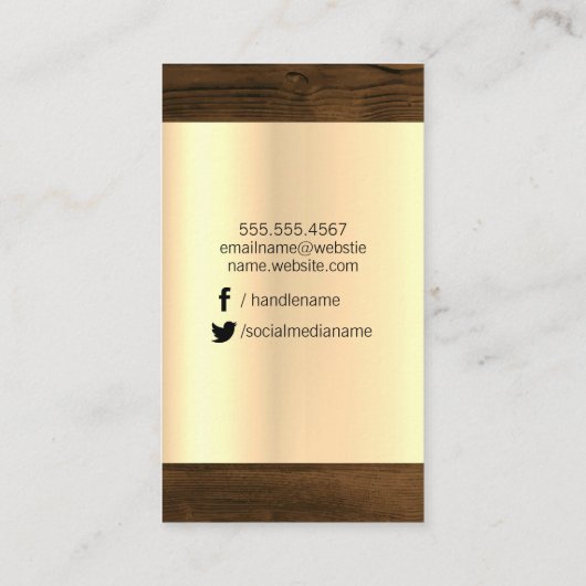 Carte De Visite Monogramme | Découpe de grains de bois (Dos)