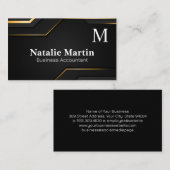 Carte De Visite Monogramme | Découpe Or | Arrière - plan Black Sle (Devant / Derrière)