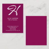 Carte De Visite monogramme d'écriture manuscrite professionnelle (Devant / Derrière)