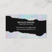 Carte De Visite Monogramme | Dégradé holographique | Effet Torn (Dos)