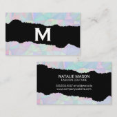 Carte De Visite Monogramme | Dégradé holographique | Effet Torn (Devant / Derrière)