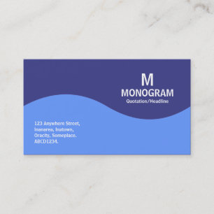 Carte De Visite Monogramme demi-onde - Bleu et bleu bébé 3B3C87