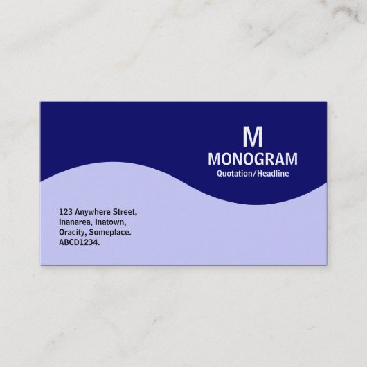 Carte De Visite Monogramme demi-vague - bleu marine avec bleu en p (Devant)