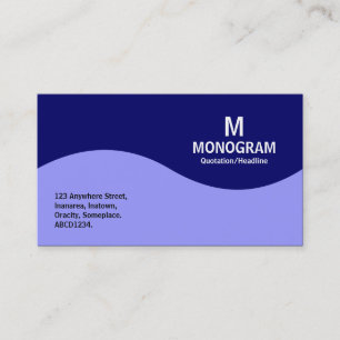Carte De Visite Monogramme demi-vague - Bleu marine avec Bleu Pate