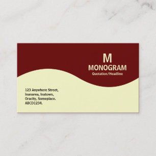 Carte De Visite Monogramme demi-vague - Crème avec marron foncé 66