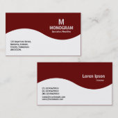 Carte De Visite Monogramme demi-vague - Maroon foncé 660000 (Devant / Derrière)