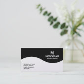 Carte De Visite Monogramme demi-vague - Noir (Platine) (Debout devant)