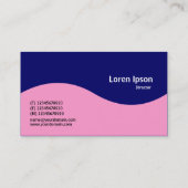 Carte De Visite Monogramme demi-vague - rose avec bleu foncé (Dos)