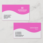 Carte De Visite Monogramme demi-vague - Rose FF66CC (Devant / Derrière)