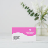 Carte De Visite Monogramme demi-vague - Rose FF66CC (Debout devant)