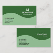 Carte De Visite Monogramme demi-vague - Vert dégradé avec Vert 2F6 (Devant / Derrière)