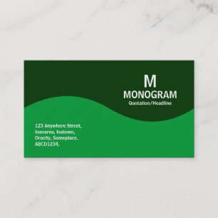 Carte De Visite Monogramme demi-vague - Vert herbe et Vert foncé