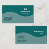 Carte De Visite Monogramme demi-vague - Vert océan et Turquoise 00 (Devant / Derrière)
