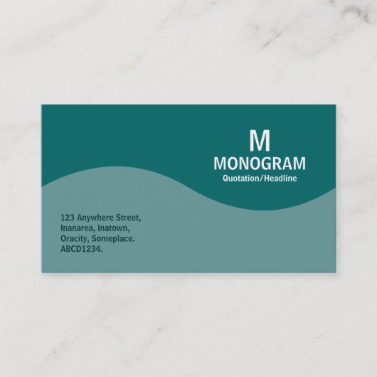 Carte De Visite Monogramme demi-vague - Vert océan et Turquoise 00 (Devant)