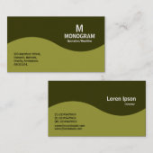 Carte De Visite Monogramme demi-vague - Vert olive avec 33300 (Devant / Derrière)