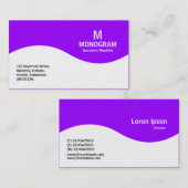 Carte De Visite Monogramme demi-vague - Violet 9900FF (Devant / Derrière)