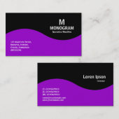 Carte De Visite Monogramme demi-vague - violet avec noir (Devant / Derrière)