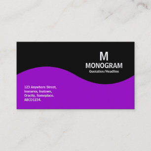 Carte De Visite Monogramme demi-vague - violet avec noir