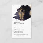 Carte De Visite Monogramme d'encre foncée des mains holistiques (Dos)