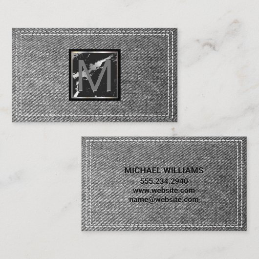 Carte De Visite Monogramme | Déni double pointillé (Devant / Derrière)