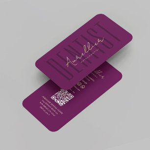 Carte De Visite Monogramme dentaire dentaire moderne Luxe Purple O
