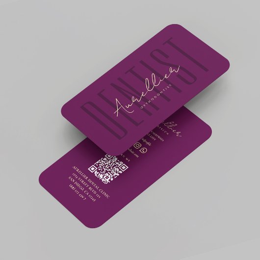 Carte De Visite Monogramme dentaire dentaire moderne Luxe Purple O
