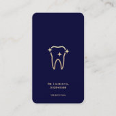 Carte De Visite Monogramme dentaire moderne Midnight Blue Gold Den (Devant)