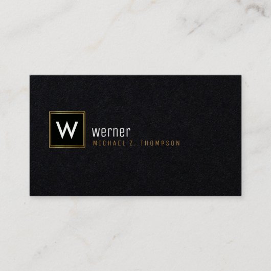 Carte De Visite monogramme d'entreprise classique sur la prime noi (Devant)