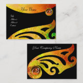 Carte De Visite MONOGRAMME DES AILES ÉLÉGANTES, agate jaune, orang (Devant / Derrière)