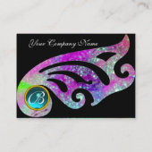 Carte De Visite MONOGRAMME DES AILES ÉLÉGANTES, AQUA BLEU rose, vi (Dos)