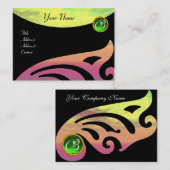 Carte De Visite MONOGRAMME DES AILES ÉLÉGANTES, émeraude verte, ro (Devant / Derrière)