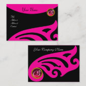 Carte De Visite MONOGRAMME DES AILES ÉLÉGANTES, RUBY ROUGE, rose f (Devant / Derrière)