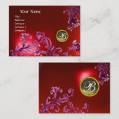 Carte De Visite MONOGRAMME DES BÉRIES MAGIQUES, Gray Agate rouge r (Devant / Derrière)