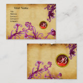 Carte De Visite MONOGRAMME DES BERRIES MAGIQUES, parchemin rouge r (Devant / Derrière)