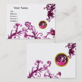 Carte De Visite MONOGRAMME DES BERRIES MAGIQUES, rouge rubis rose (Devant / Derrière)