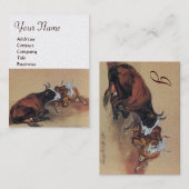 Carte De Visite MONOGRAMME DES DEUX VACHES LONGUES, Papier perlé b (Devant / Derrière)