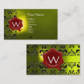 CARTE DE VISITE MONOGRAMME DES DOMMAGES DE SCEAU CIRE (Devant / Derrière)