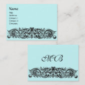 Carte De Visite MONOGRAMME DES DRAGONS CELTIQUES, bleu (Devant / Derrière)
