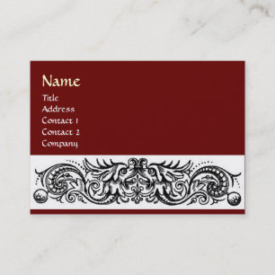 Carte De Visite MONOGRAMME DES DRAGONS CELTIQUES, rouge