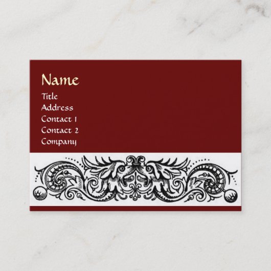 Carte De Visite MONOGRAMME DES DRAGONS CELTIQUES, rouge (Devant)