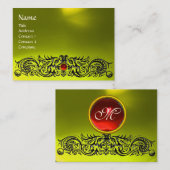 Carte De Visite MONOGRAMME DES DRAGONS CELTIQUES TOPAZ rouge rubis (Devant / Derrière)