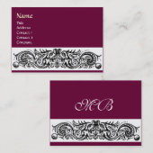 Carte De Visite MONOGRAMME DES DRAGONS CELTIQUES, violet (Devant / Derrière)