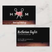 Carte De Visite Monogramme des fleurs de cheveux et de maquillage (Devant / Derrière)