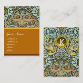 CARTE DE VISITE MONOGRAMME DES FLEURS, DES COQUES DE PAIX ET DES D (Devant / Derrière)