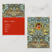 CARTE DE VISITE MONOGRAMME DES FLEURS, DES COQUES DE PAIX ET DES D (Devant / Derrière)