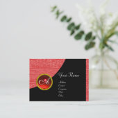 Carte De Visite MONOGRAMME DES PÂTES DE MODE ROUGE, rubis noir (Debout devant)