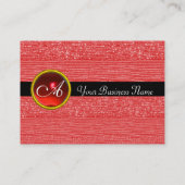 Carte De Visite MONOGRAMME DES PÂTES DE MODE ROUGE, rubis noir (Dos)