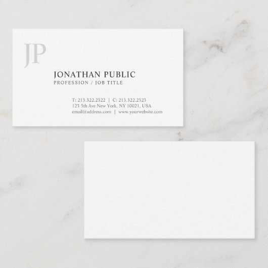 Carte De Visite Monogrammé Design élégant Simple tendance (Devant / Derrière)