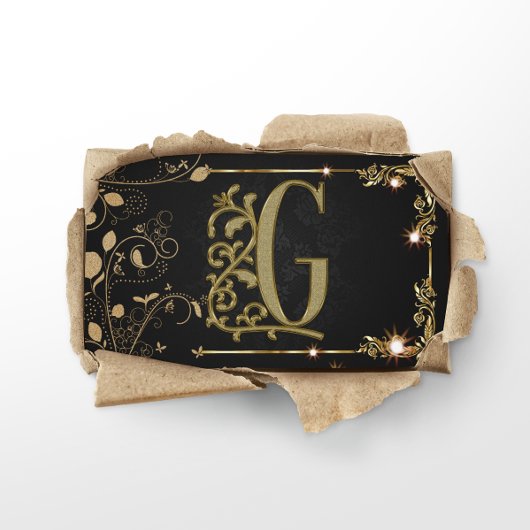 Carte De Visite Monogramme d'étincelle Art déco d'or noir